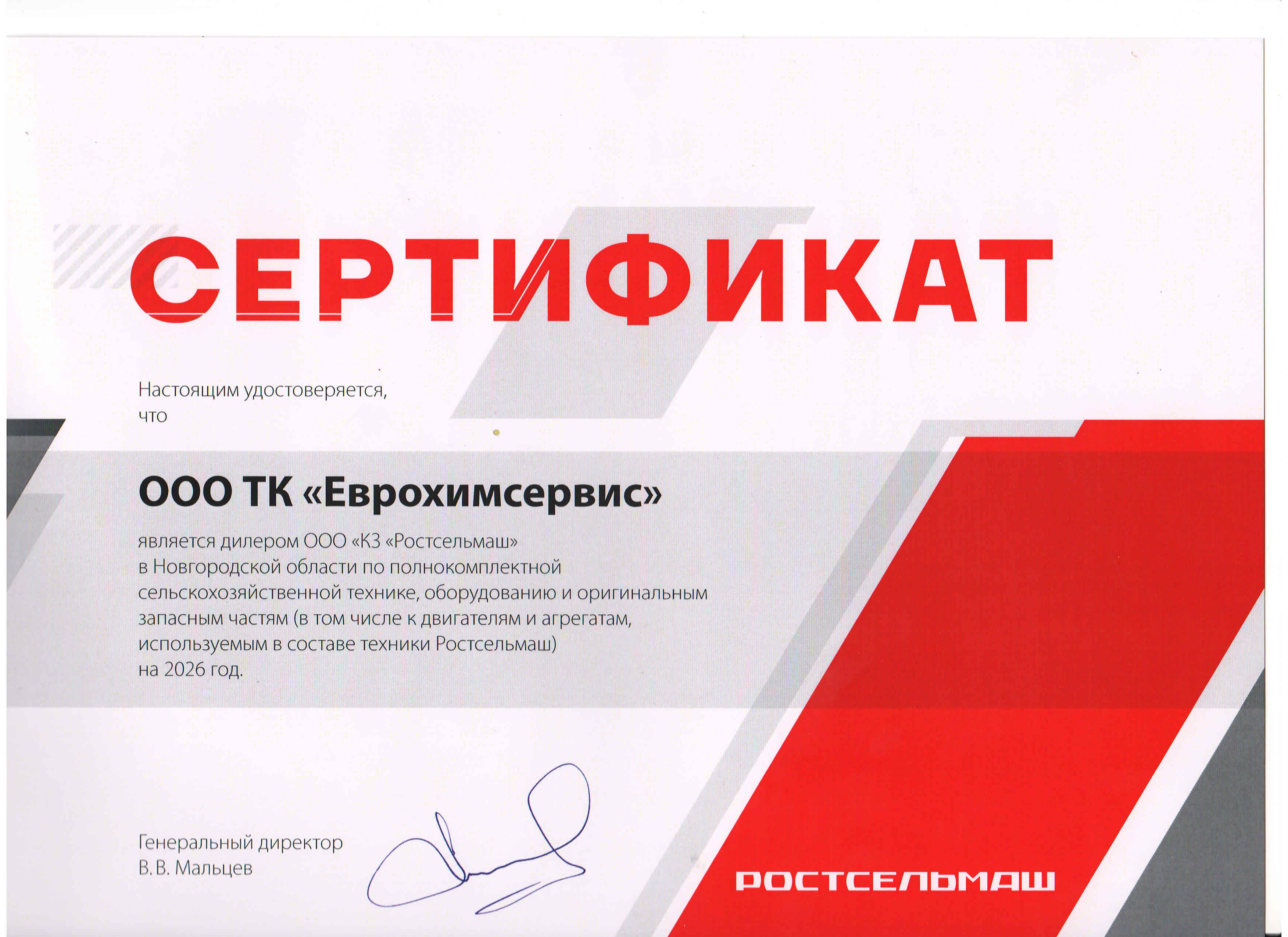Сертификат Новгород